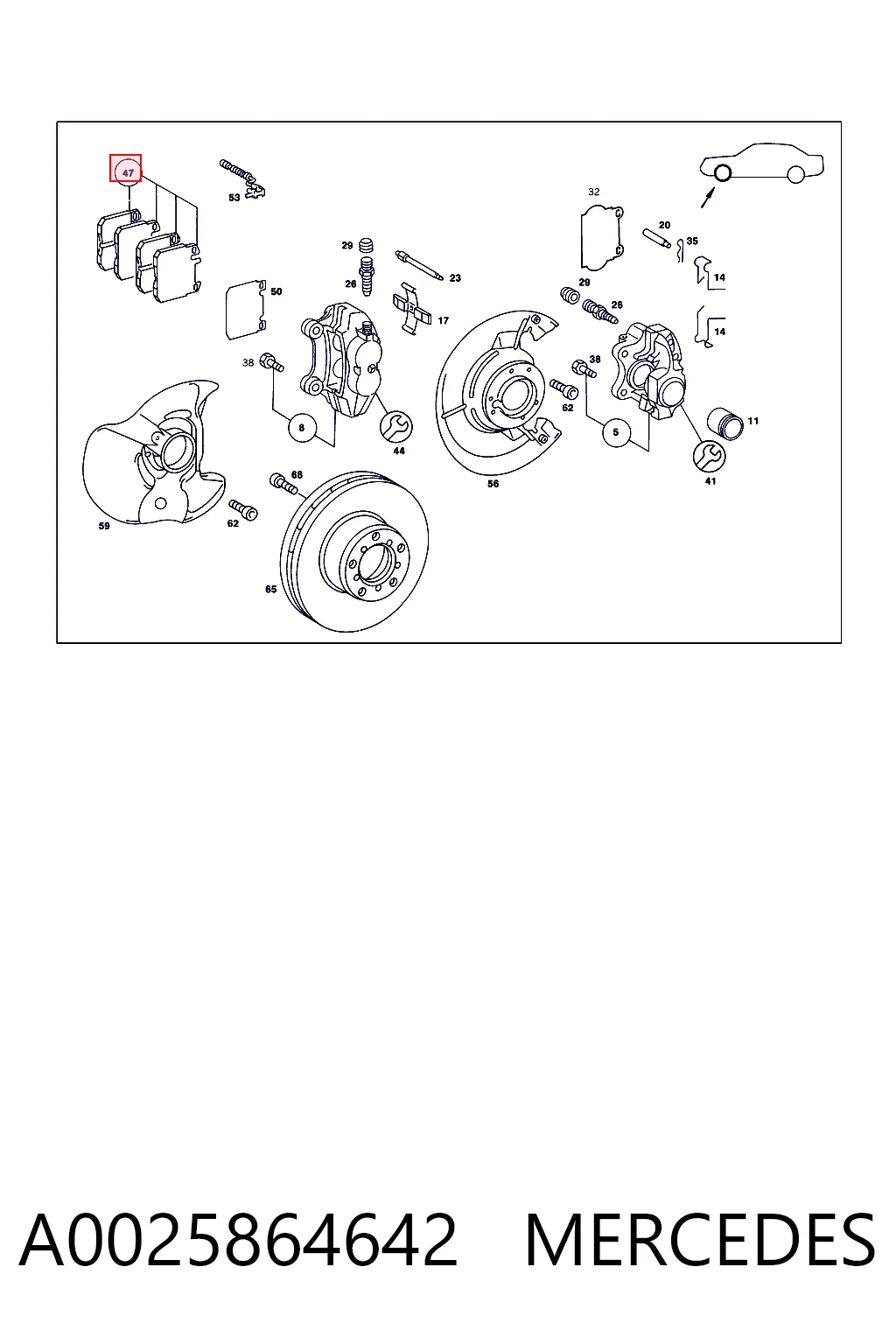 A0025864642 Mercedes Передні гальмівні колодки