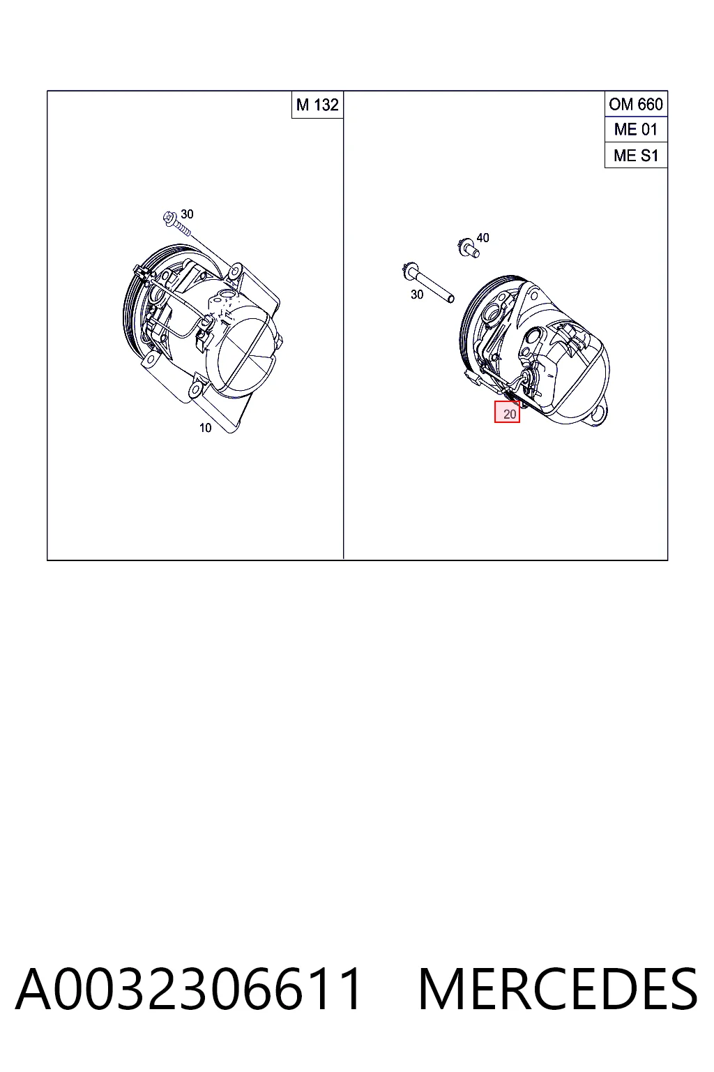 A0032306611 Mercedes Компресор холодоагенту