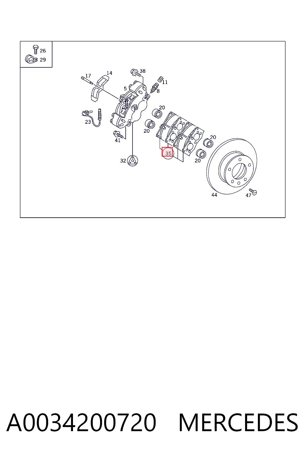A0034200720 Mercedes Передні гальмівні колодки