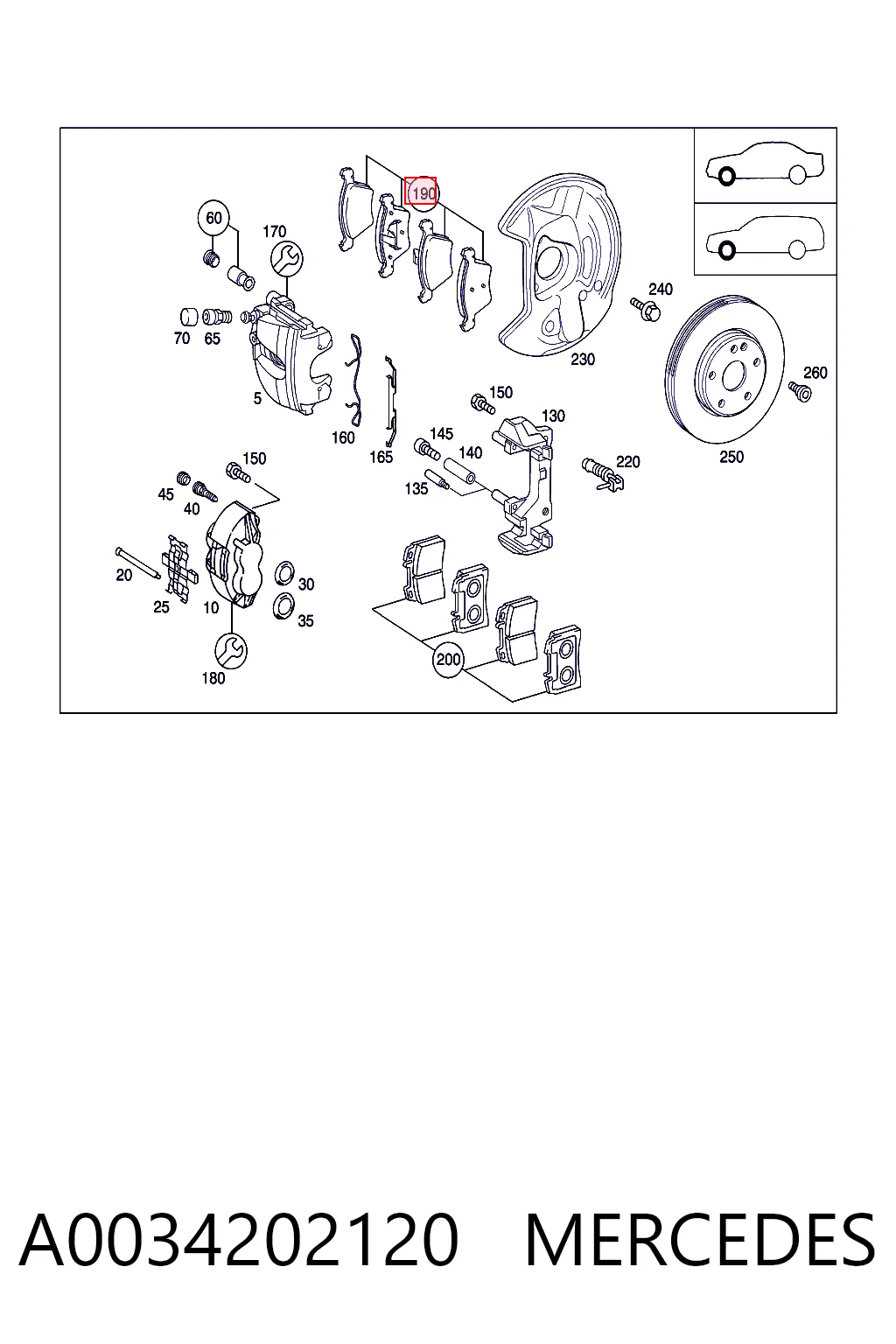 A0034202120 Mercedes Передні гальмівні колодки