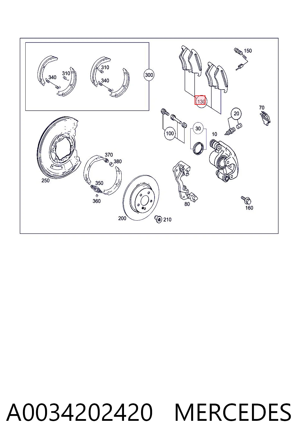 A0034202420 Mercedes Колодки гальмівні задні, дискові