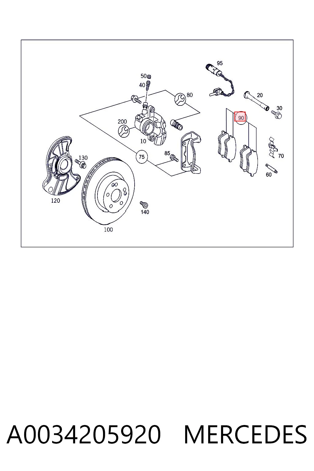 A0034205920 Mercedes Передні гальмівні колодки