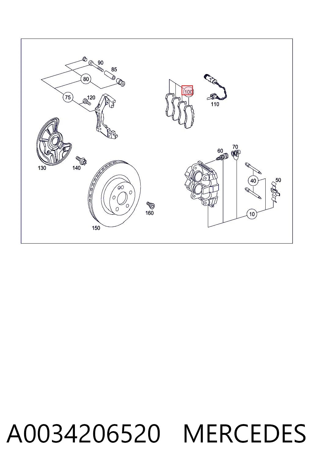 A0034206520 Mercedes Передні гальмівні колодки