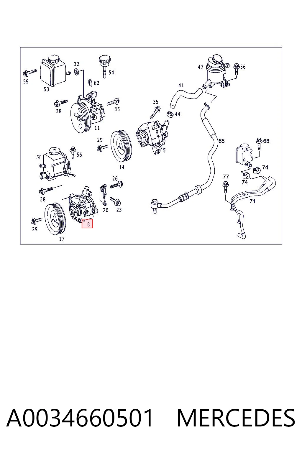 A0034660501 Mercedes Насос гідропідсилювача