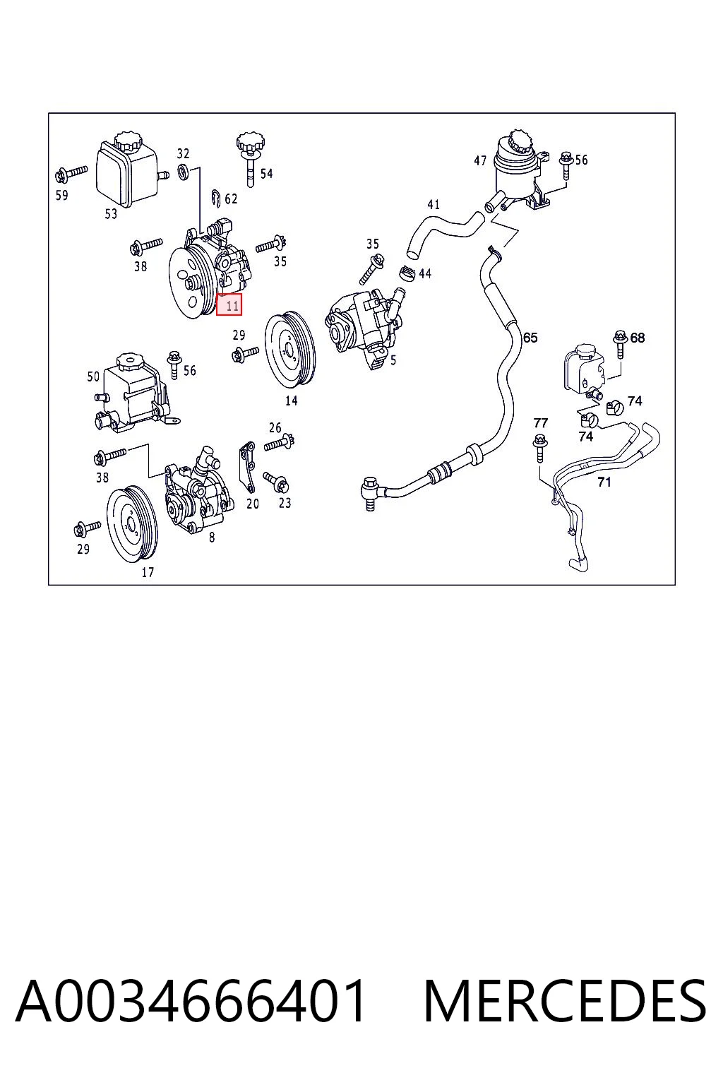 A0034666401 Mercedes Насос гідропідсилювача