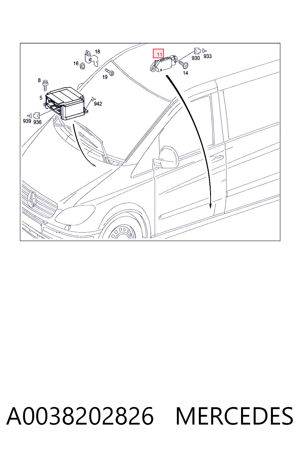 A0038202826 Mercedes Датчик подушки безпеки