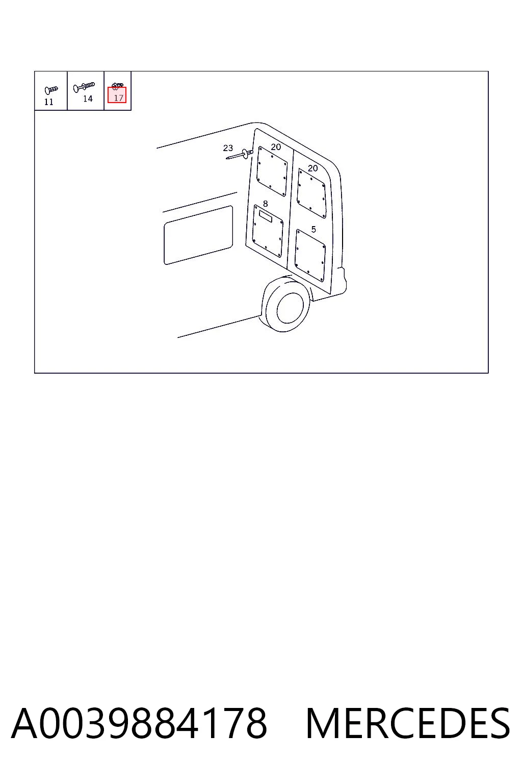 A0039884178 Mercedes Кліпса кріплення накладок порогів