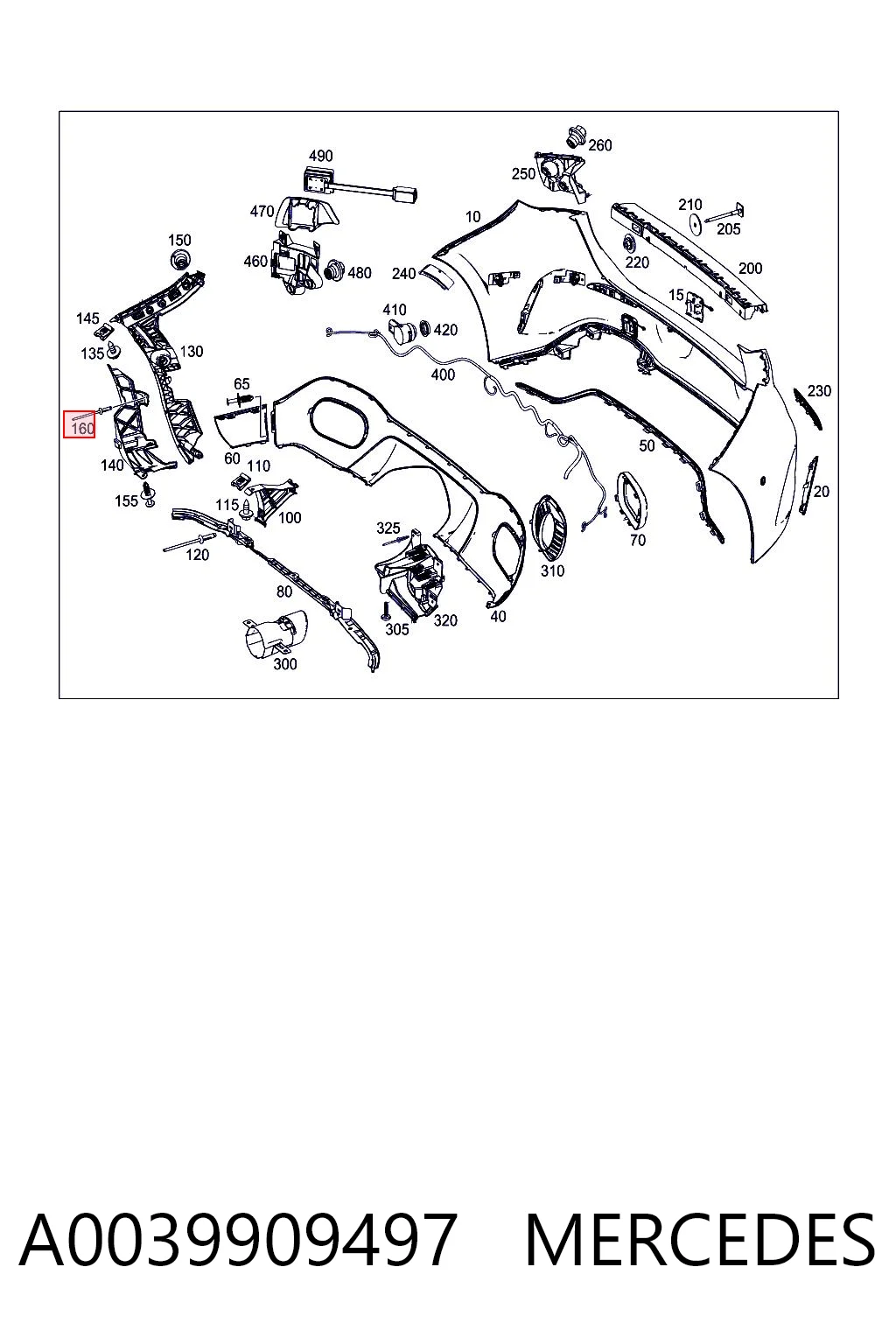 A0039909497 Mercedes Пістон (кліп) кріплення підкрилки переднього крила