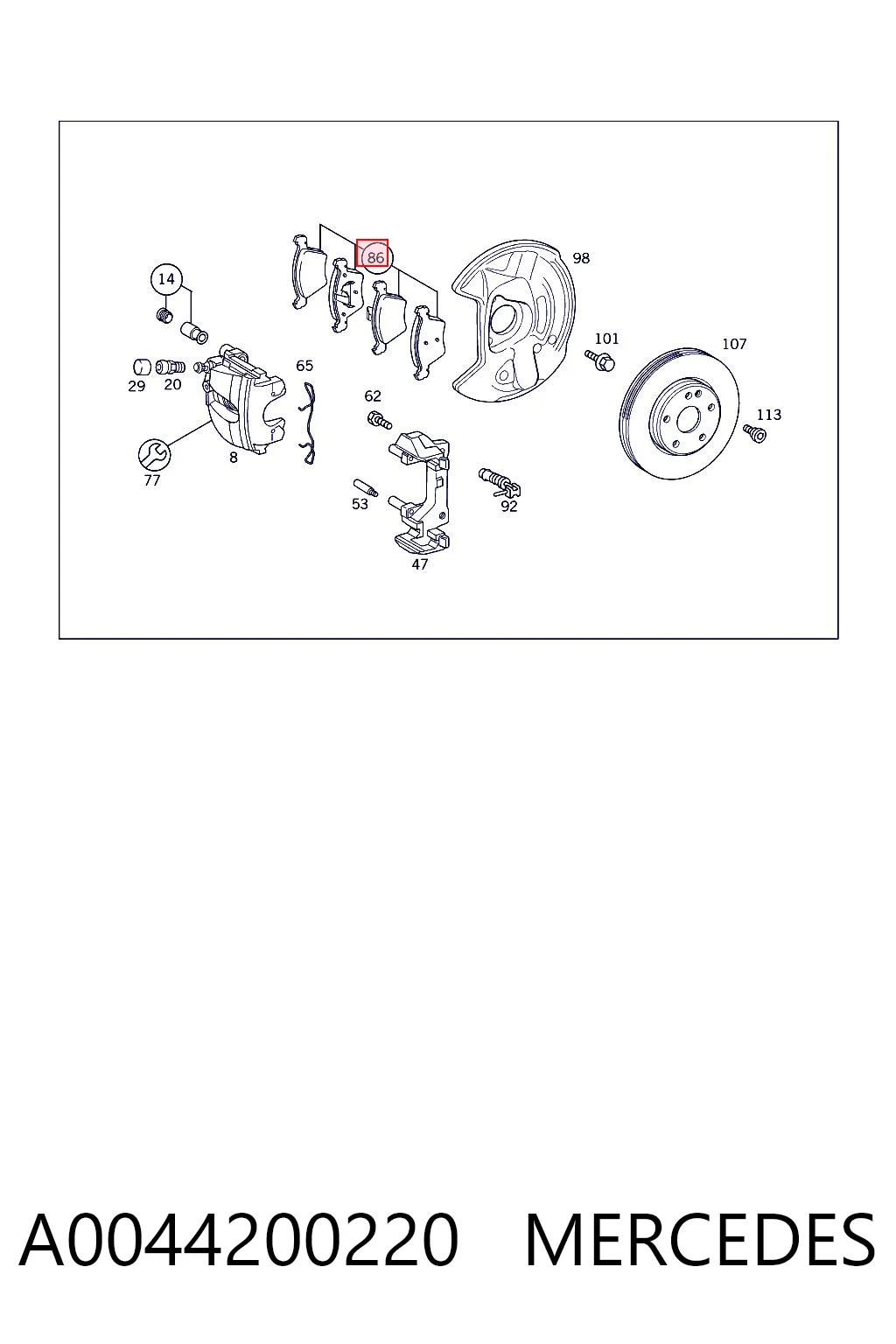 A0044200220 Mercedes Передні гальмівні колодки