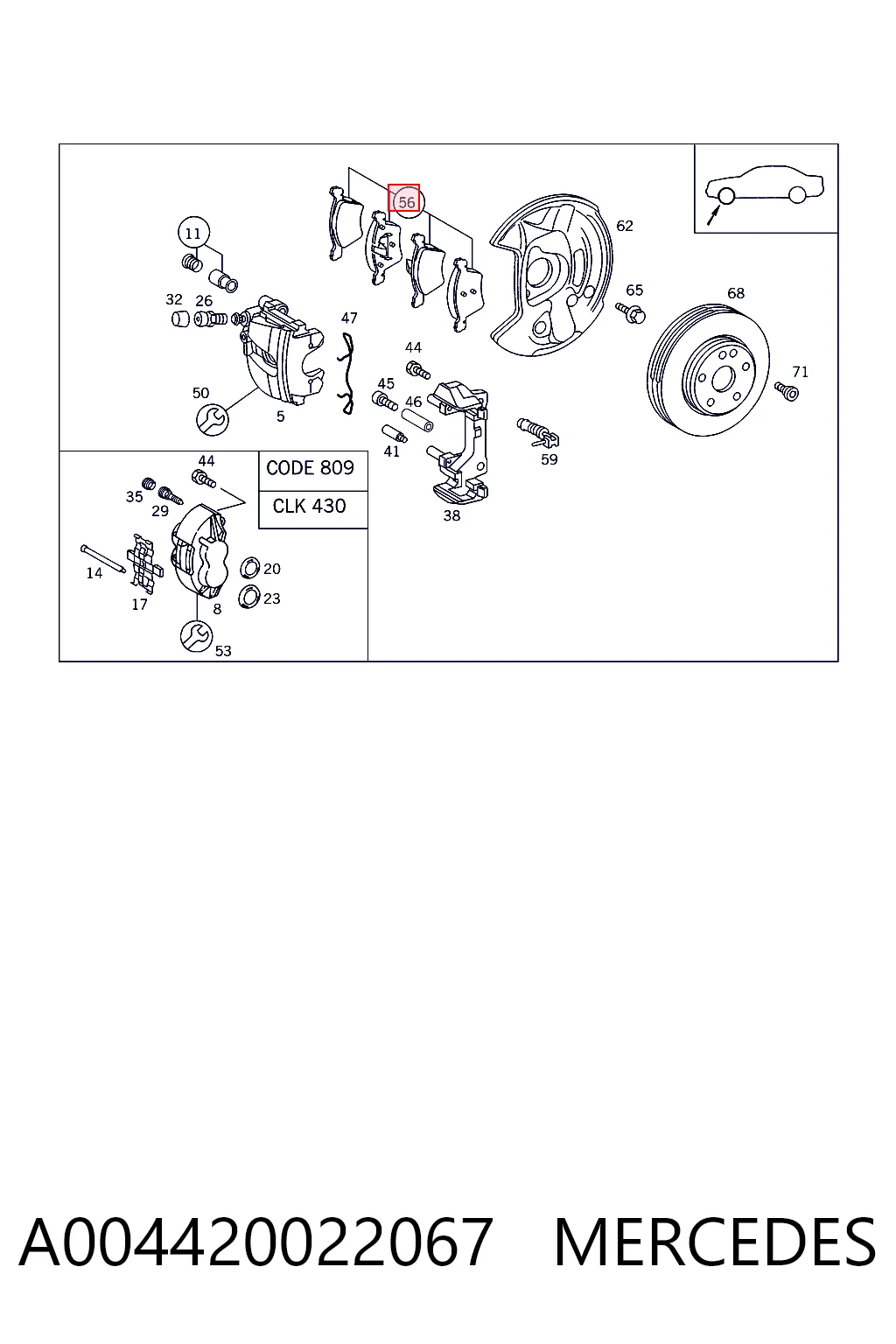 A004420022067 Mercedes Передні гальмівні колодки