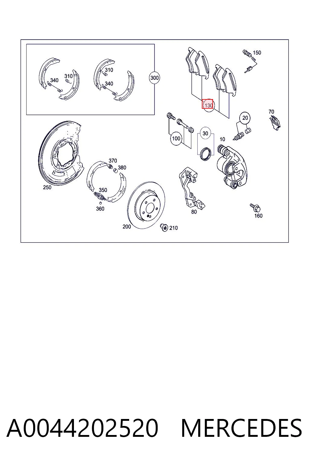 A0044202520 Mercedes Колодки гальмівні задні, дискові