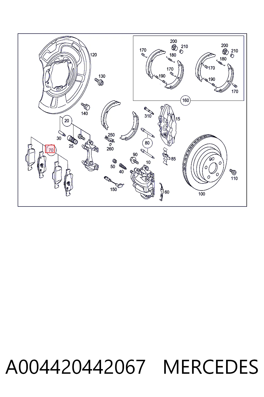 A004420442067 Mercedes Колодки гальмівні задні, дискові