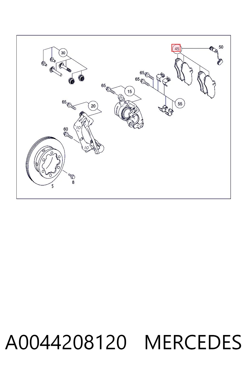 A0044208120 Mercedes Колодки гальмівні задні, дискові