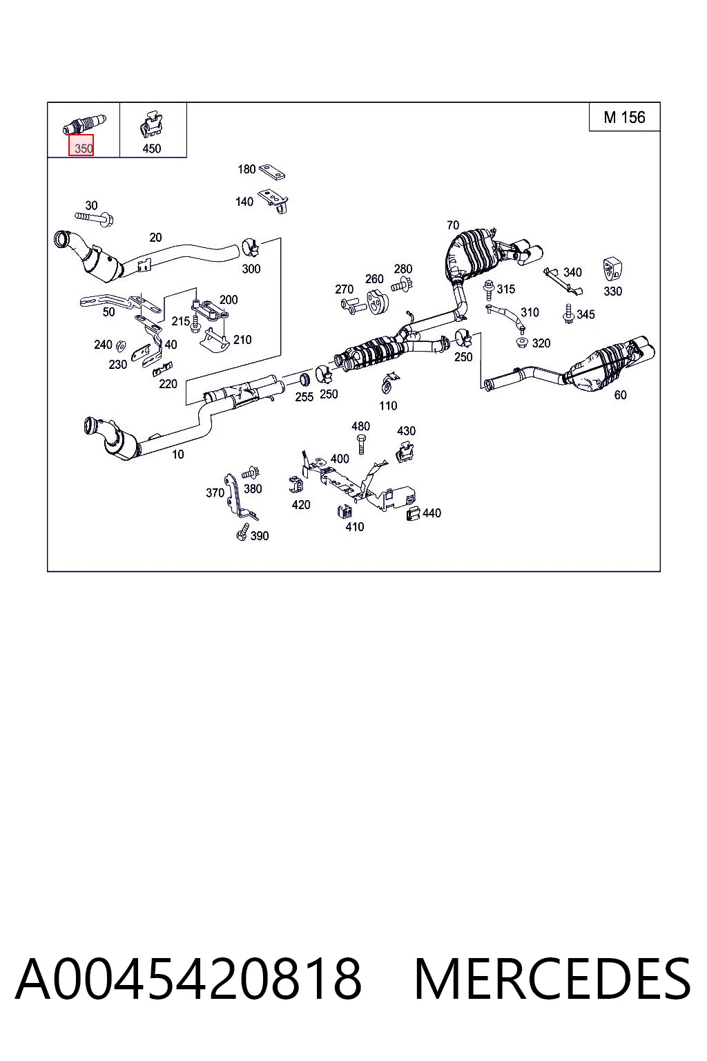 A0045420818 Mercedes Лямбда-зонд, датчик кисню після каталізатора, лівий