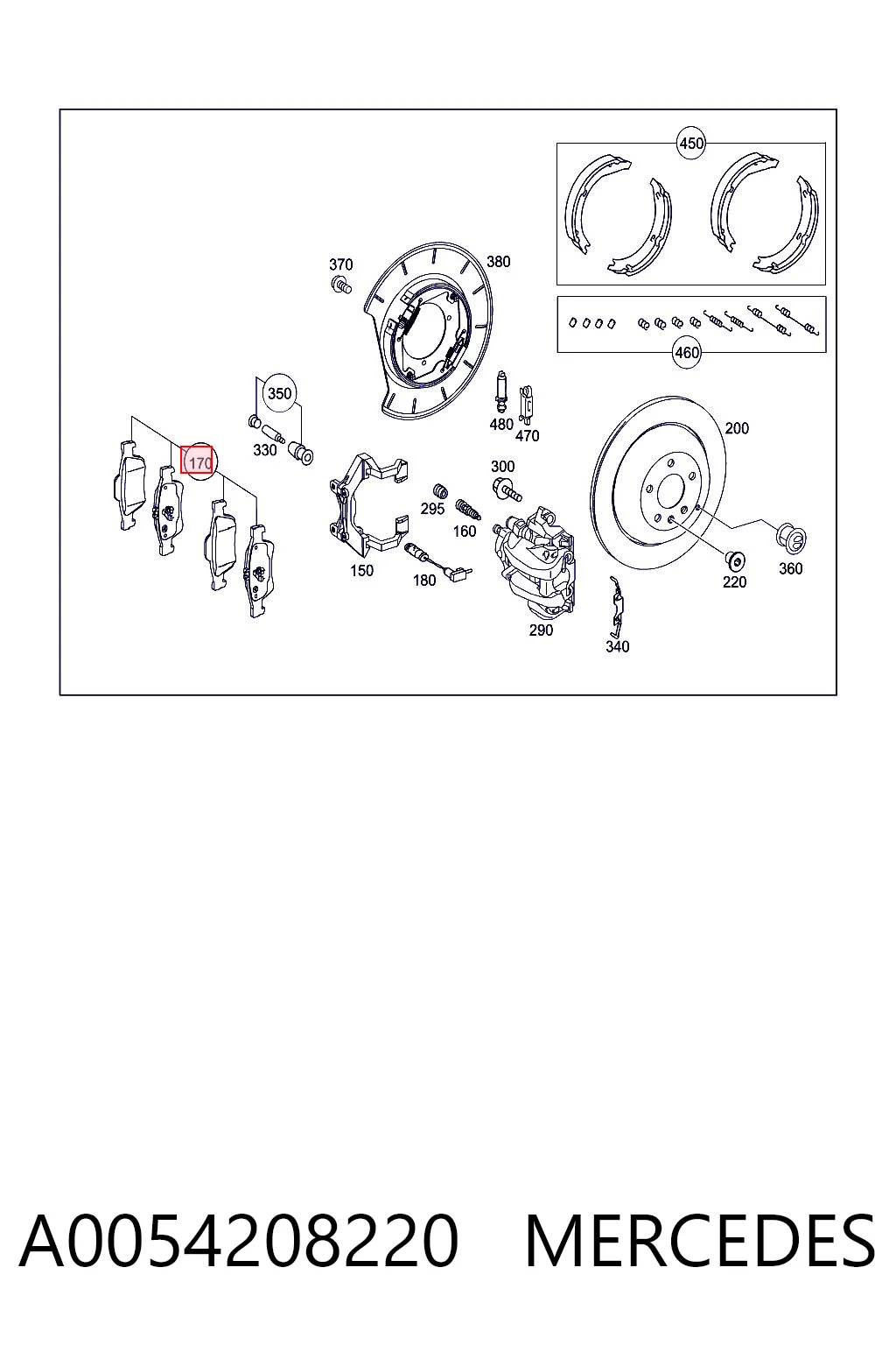 A0054208220 Mercedes Колодки гальмівні задні, дискові