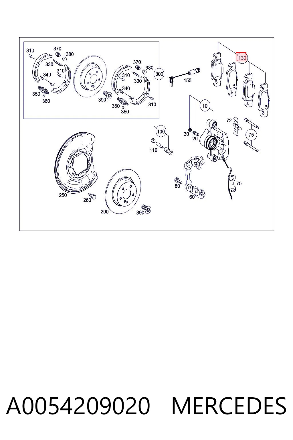 A0054209020 Mercedes Колодки гальмівні задні, дискові