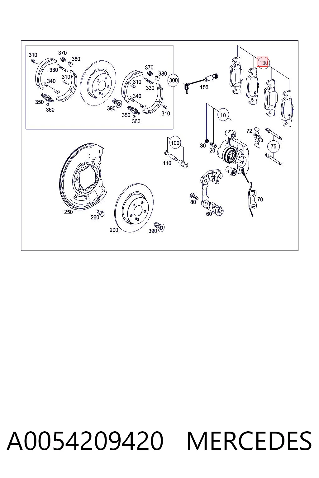 A0054209420 Mercedes Колодки гальмівні задні, дискові