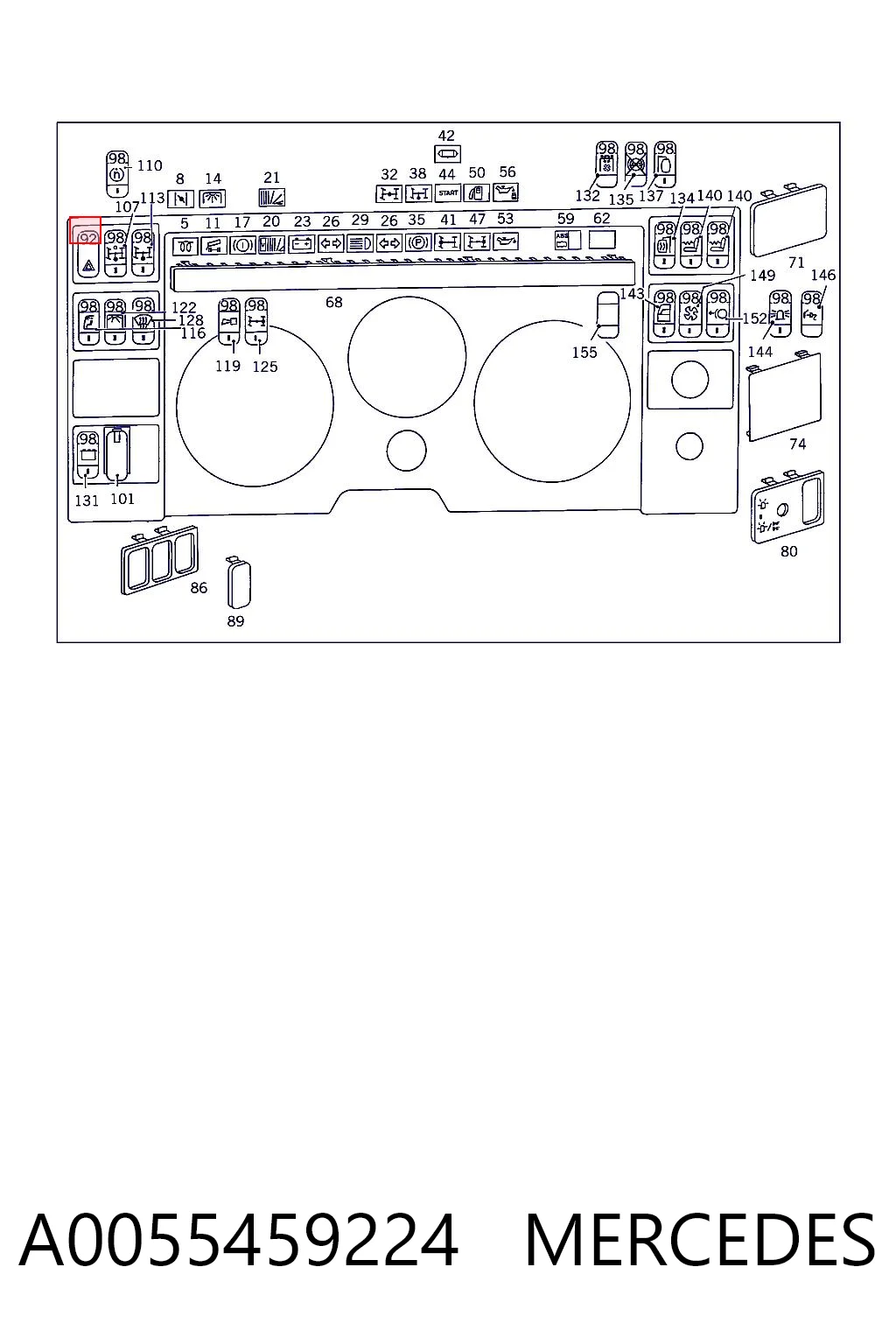 A0055459224 Mercedes Аварійна кнопка