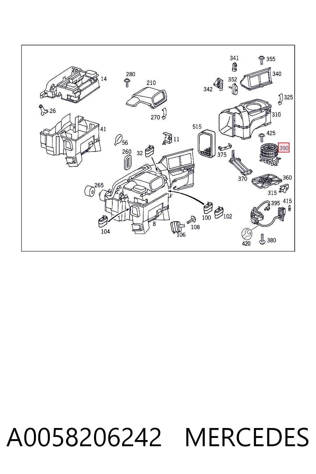 A0058206242 Mercedes Електромотор пічки