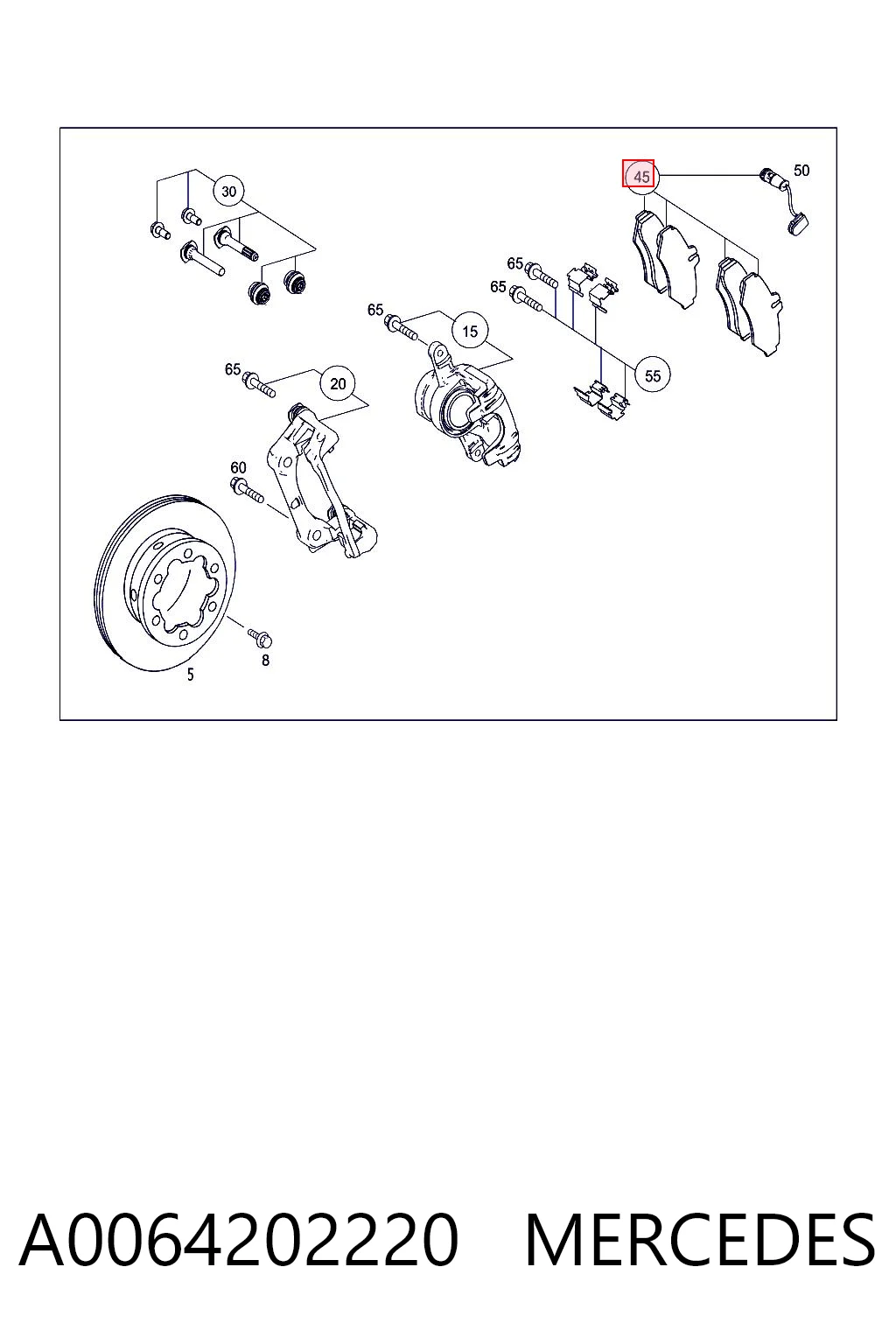 A0064202220 Mercedes Колодки гальмівні задні, дискові