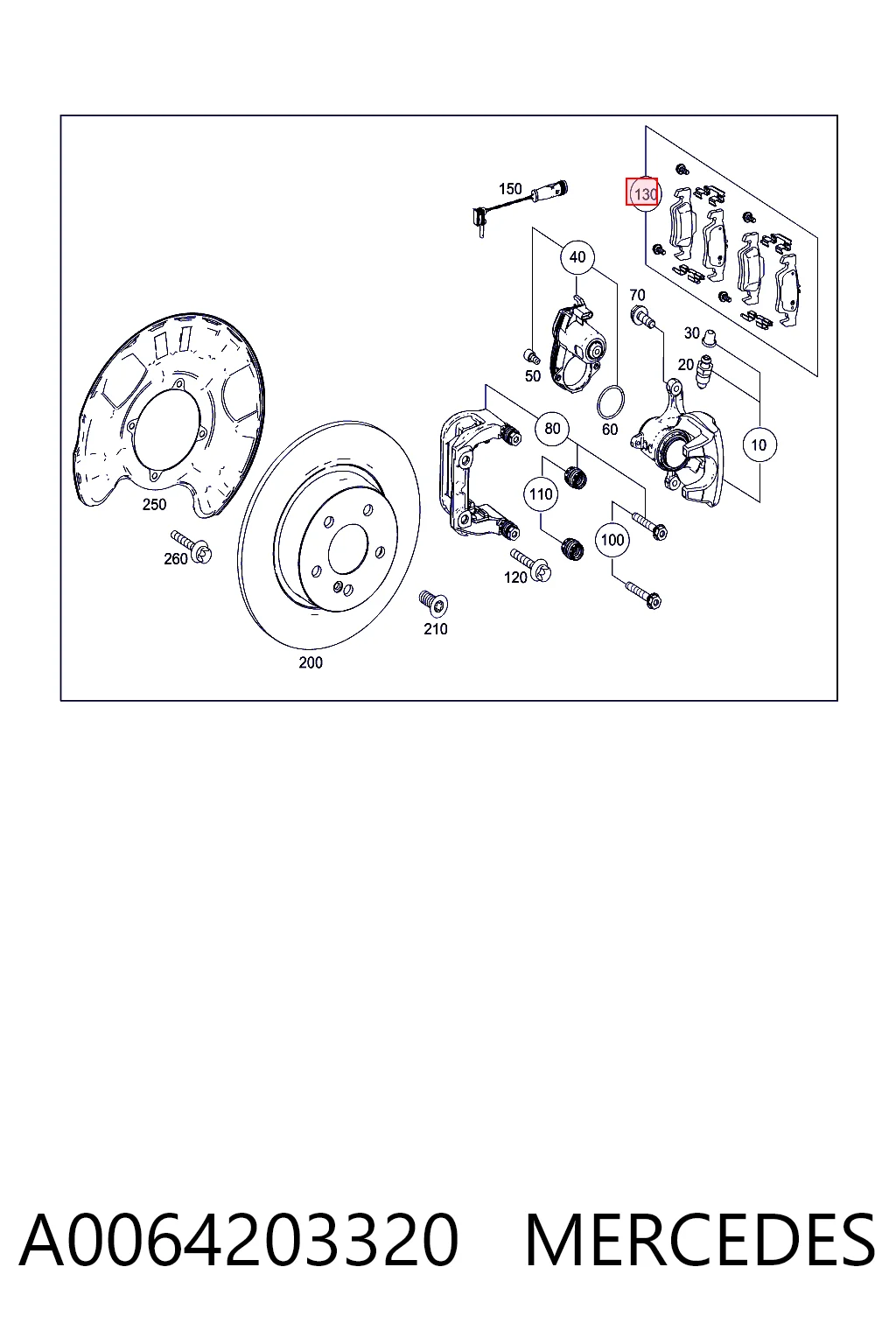 A0064203320 Mercedes Колодки гальмівні задні, дискові