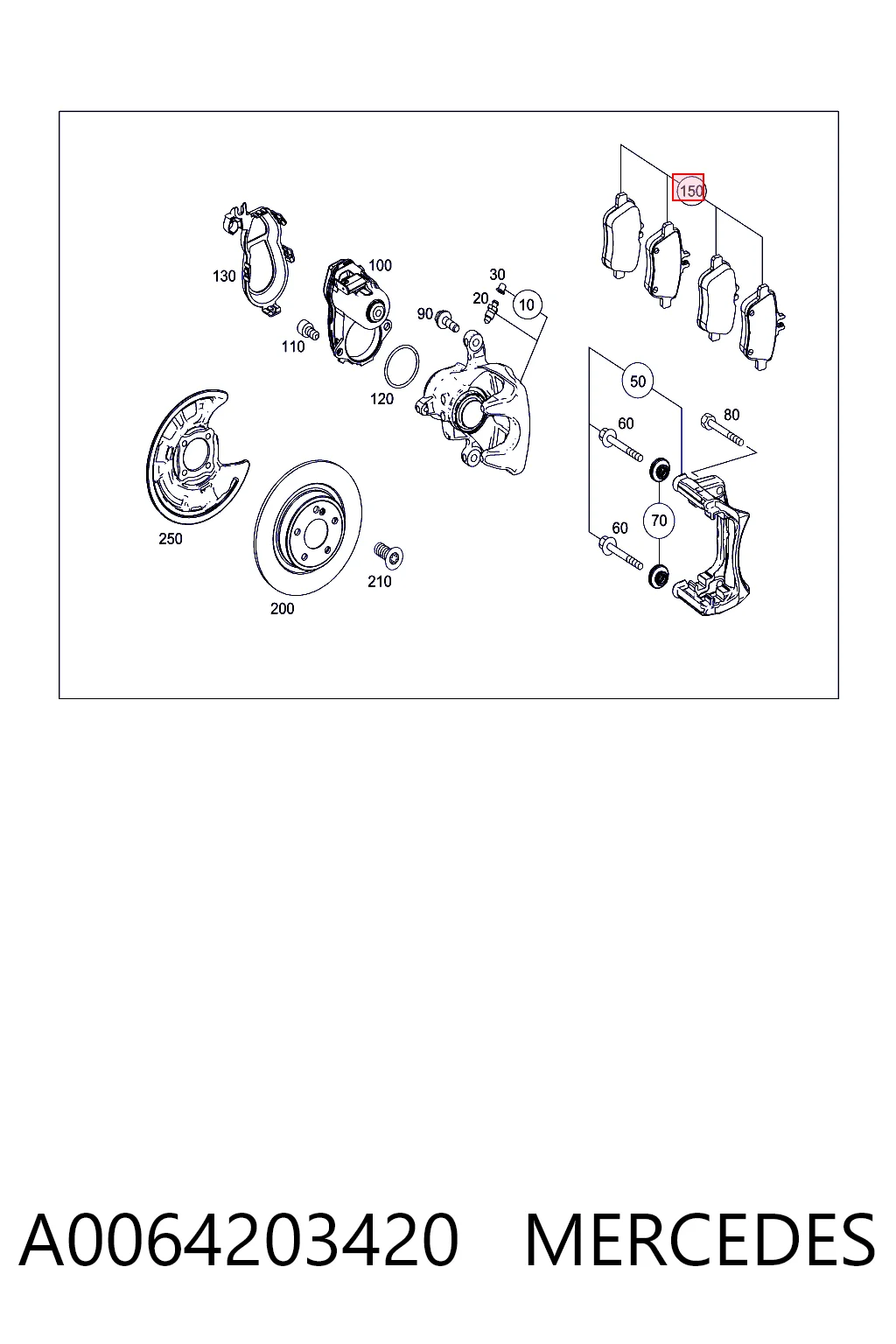 A0064203420 Mercedes Колодки гальмівні задні, дискові