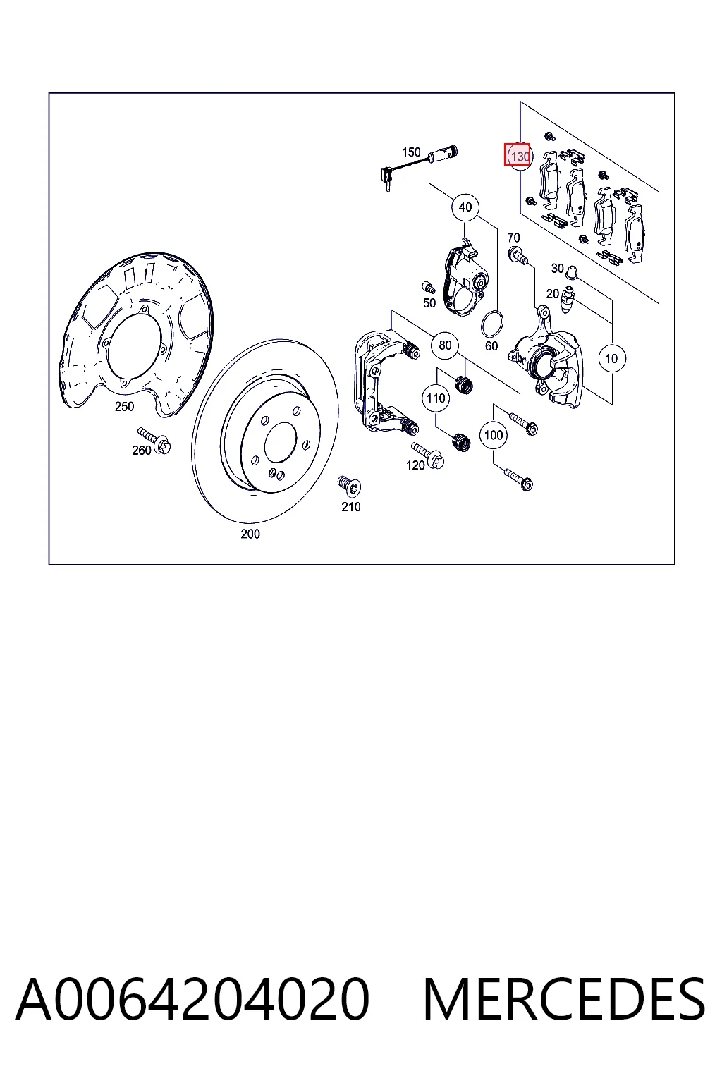 A0064204020 Mercedes Колодки гальмівні задні, дискові