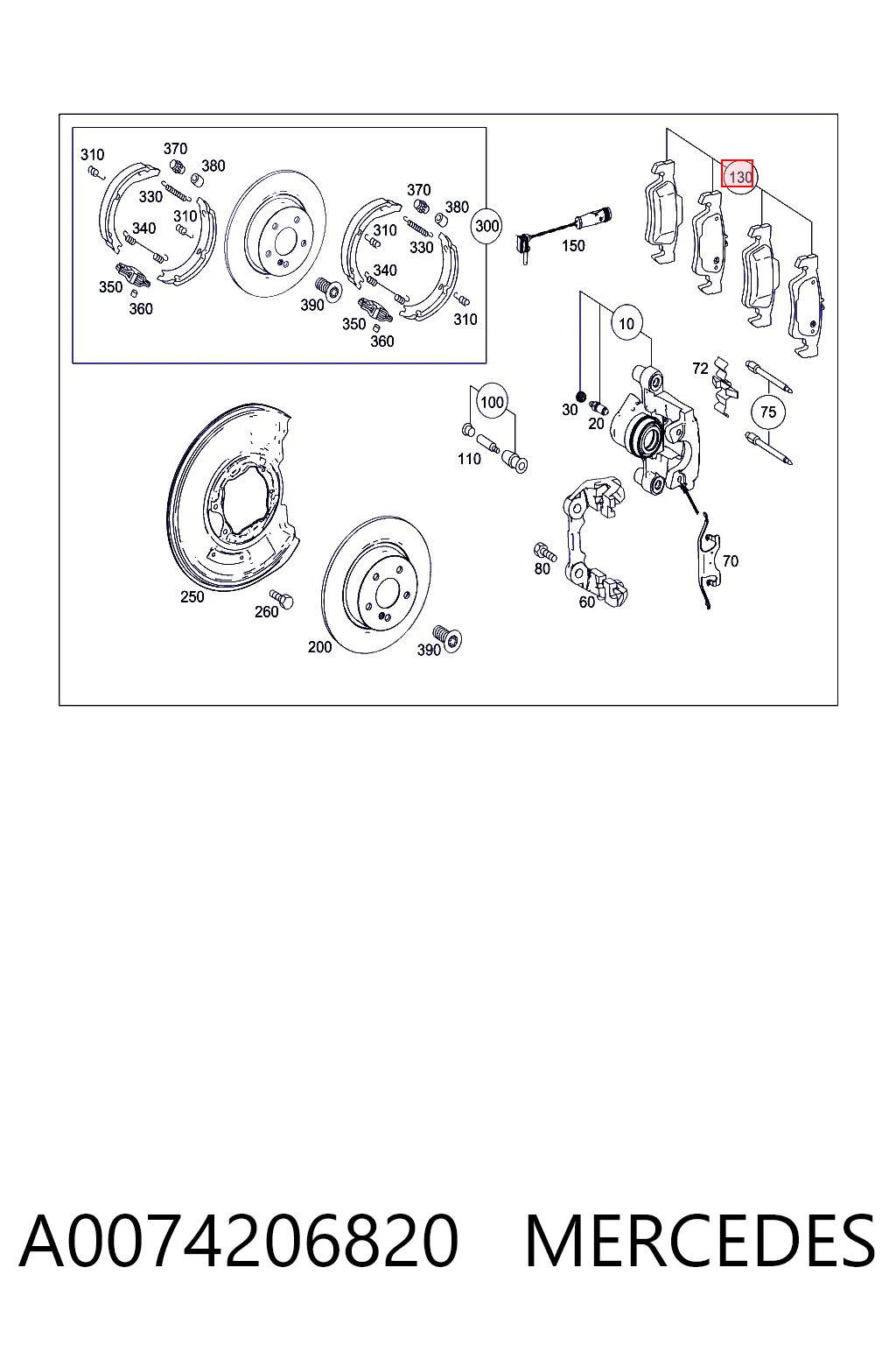 A0074206820 Mercedes Колодки гальмівні задні, дискові