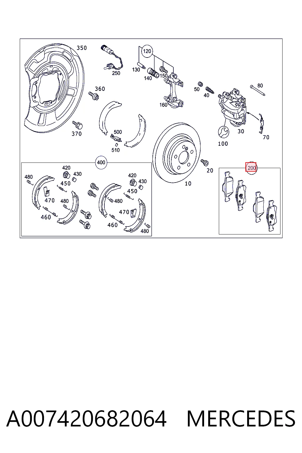 A007420682064 Mercedes Колодки гальмівні задні, дискові