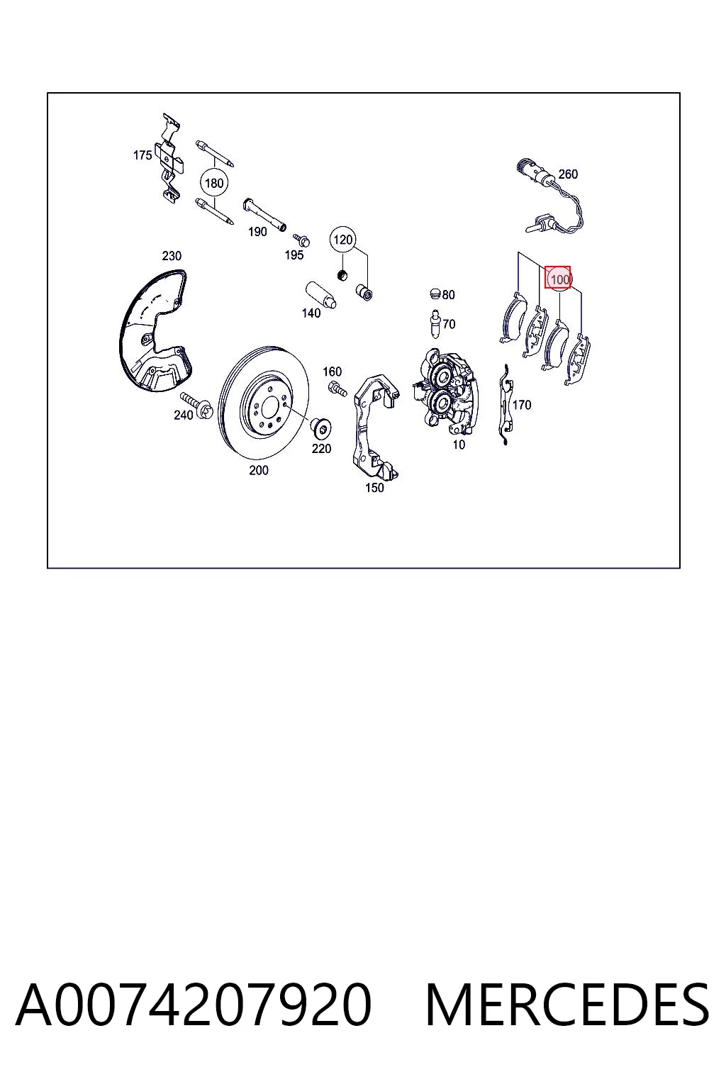 A0074207920 Mercedes Передні гальмівні колодки