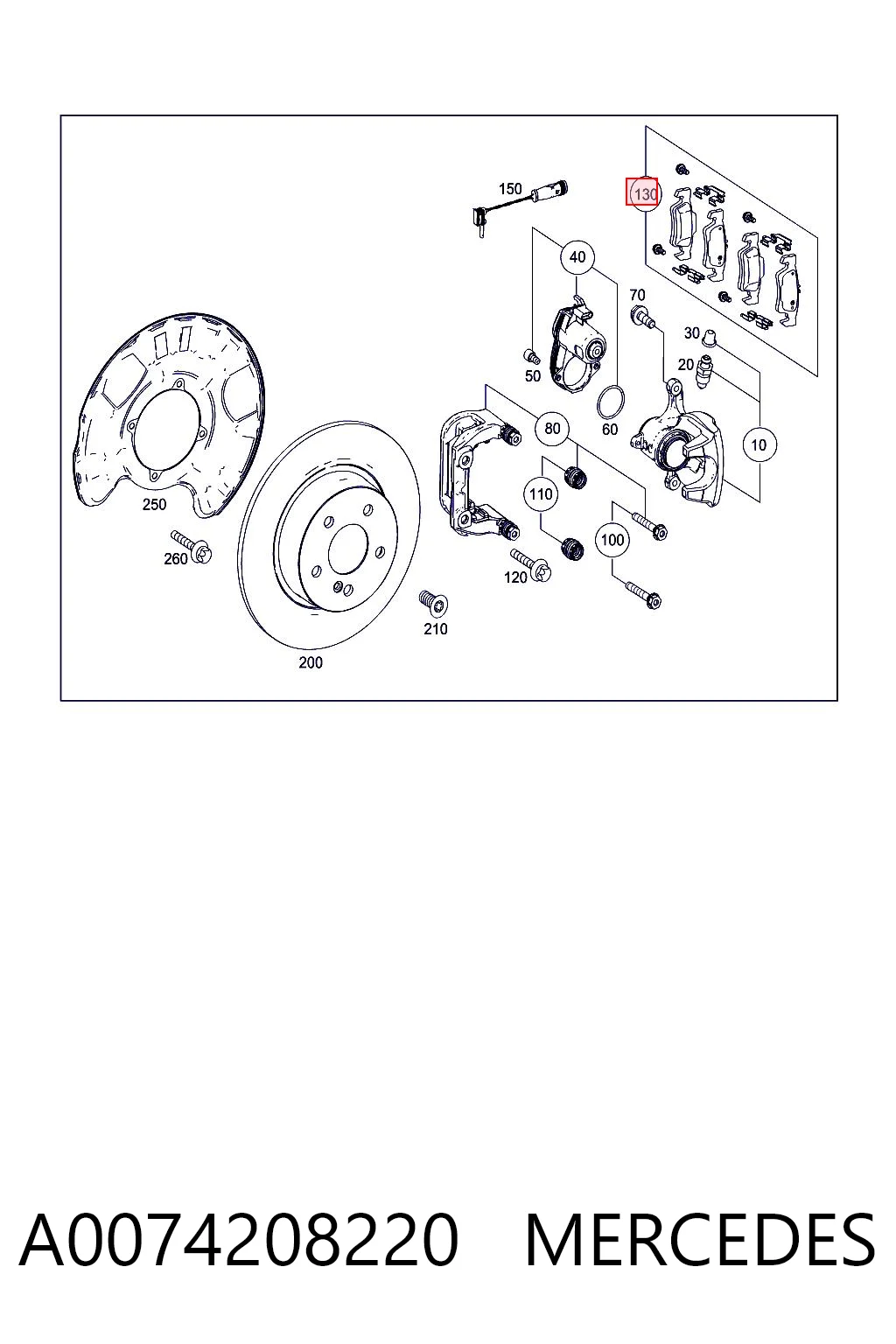A0074208220 Mercedes Колодки гальмівні задні, дискові