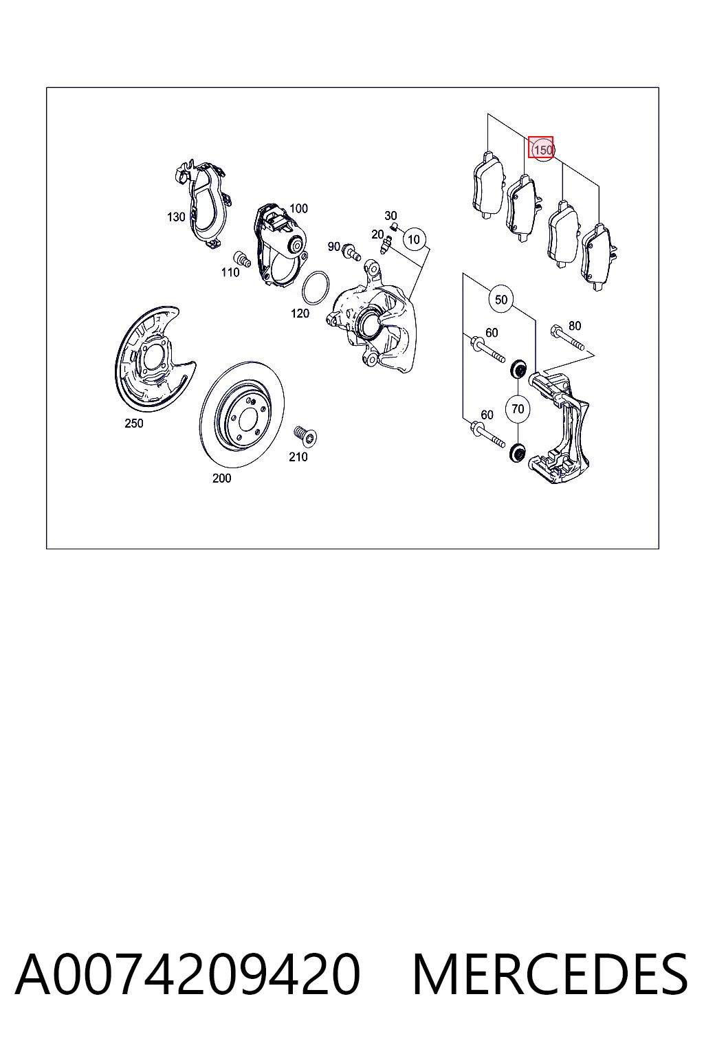 A0074209420 Mercedes Колодки гальмівні задні, дискові