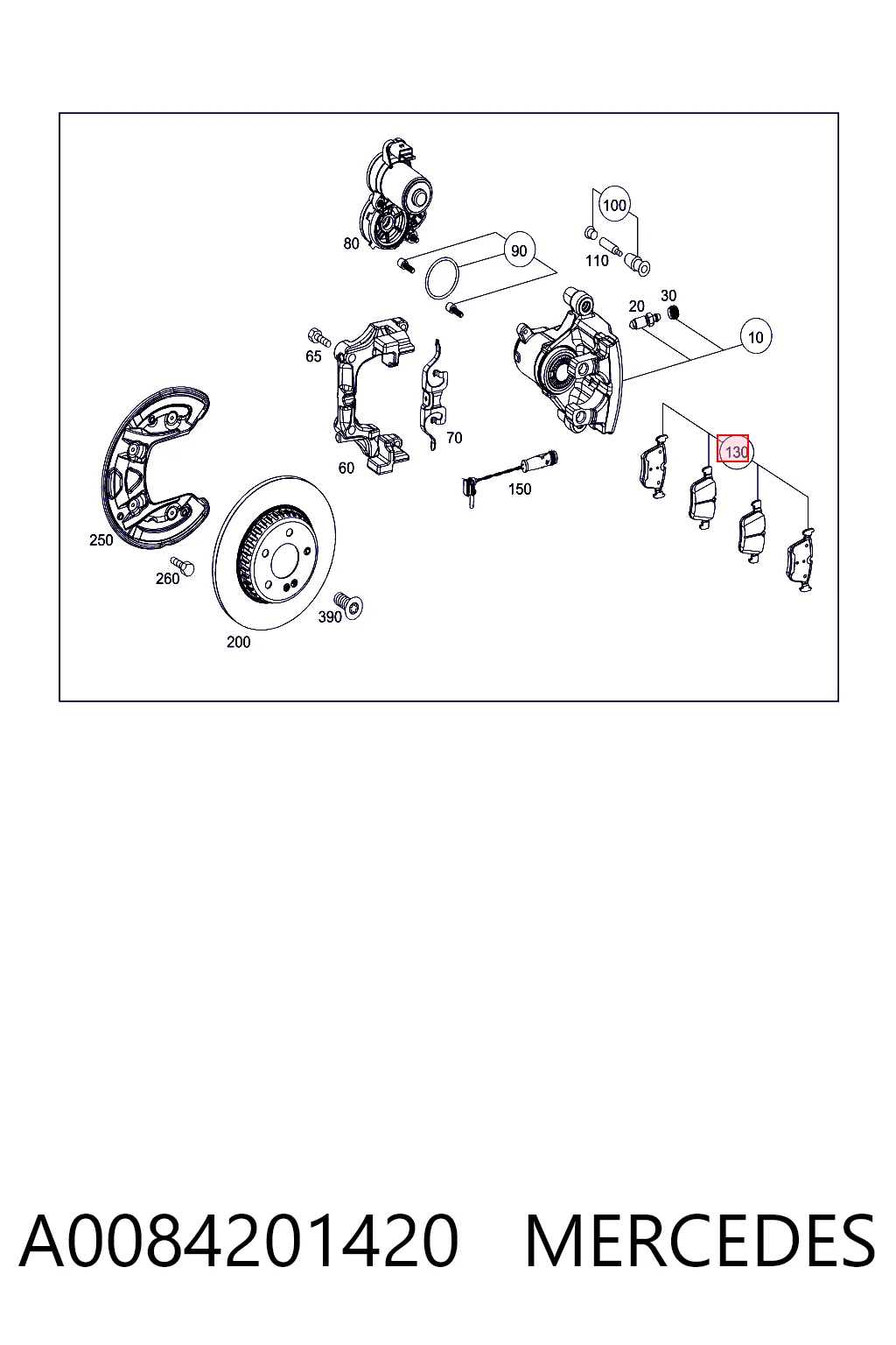 A0084201420 Mercedes Колодки гальмівні задні, дискові