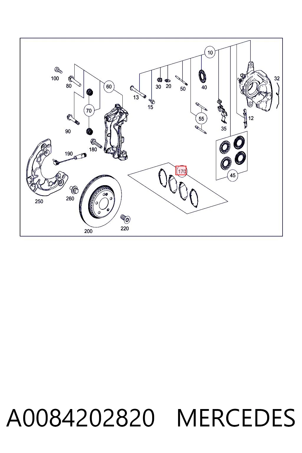 A0084202820 Mercedes Передні гальмівні колодки
