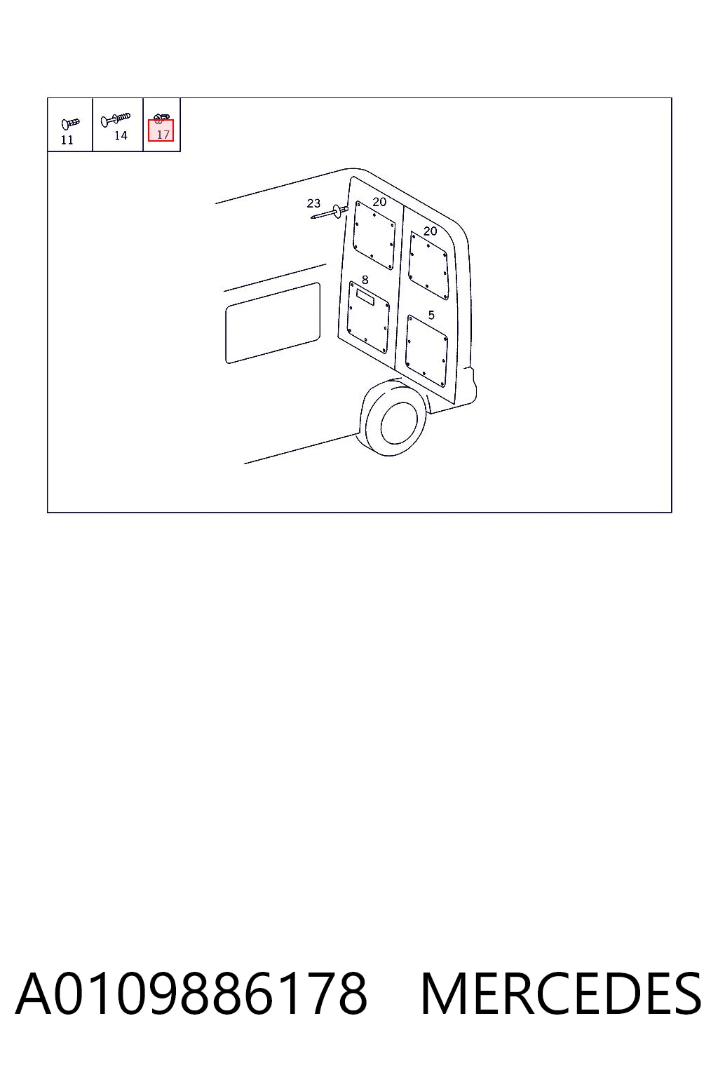 A0109886178 Mercedes Кліпса кріплення накладок порогів