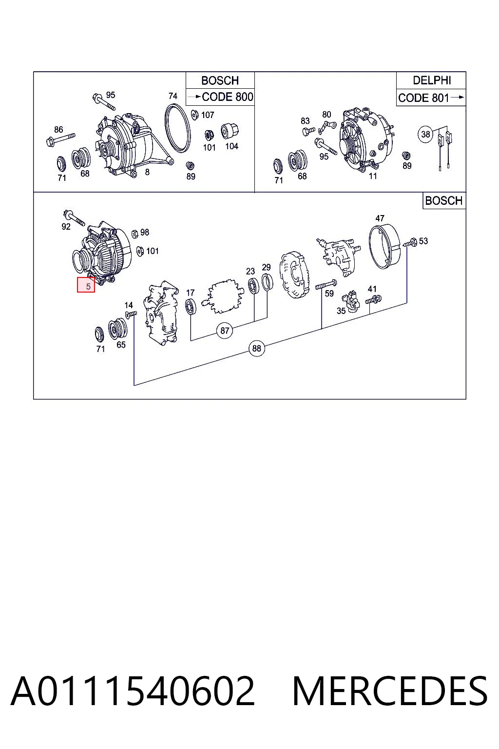 A0111540602 Mercedes Авто генератор