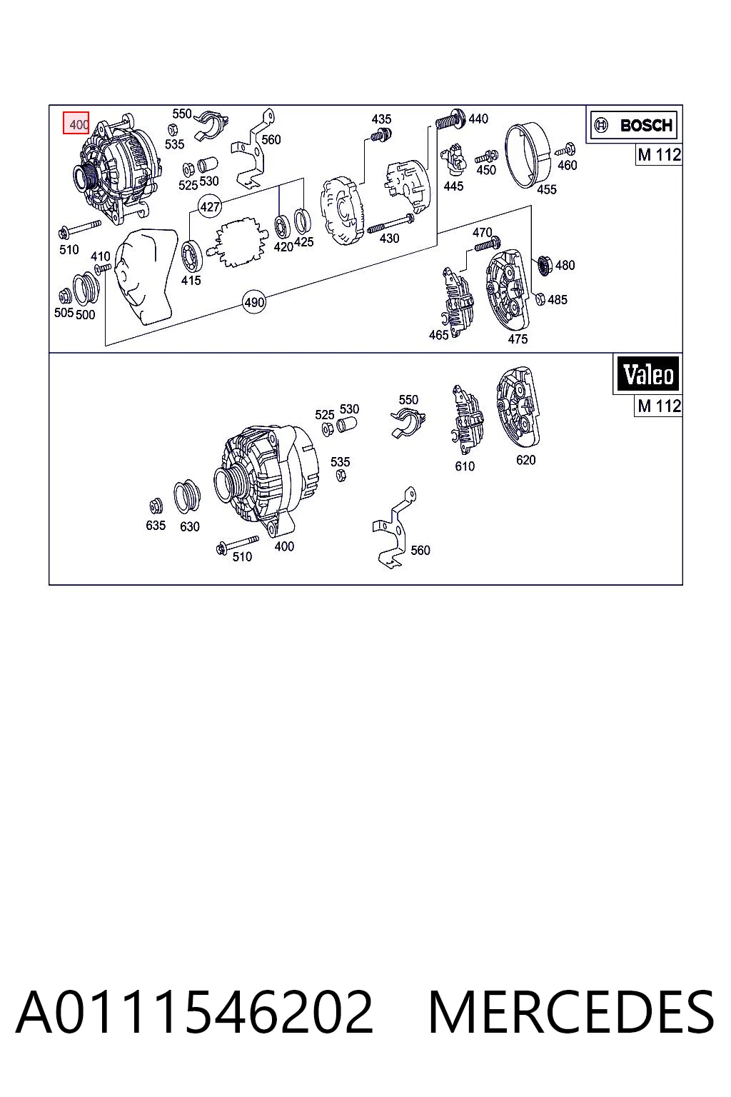 A0111546202 Mercedes Авто генератор