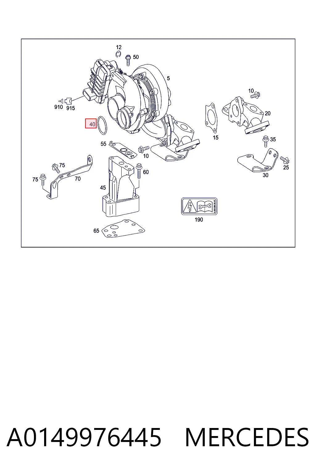 A0149976445 Mercedes Кільце патрубка турбіни, повітря, що нагнітається