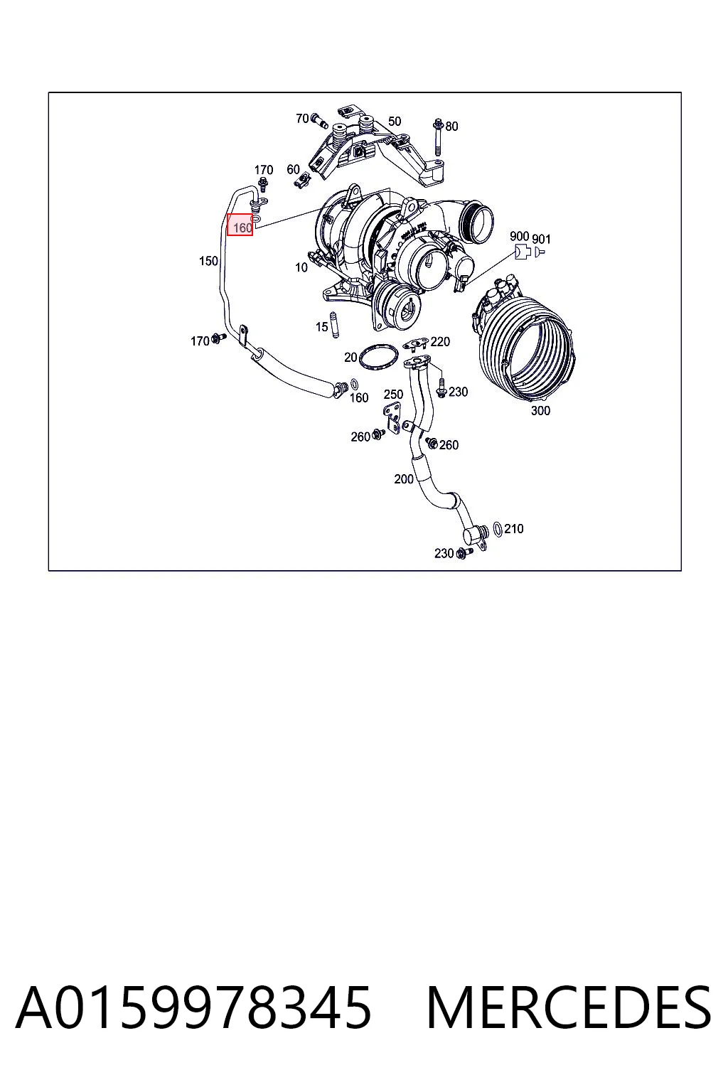A0159978345 Mercedes Прокладка шланга подачі масла до турбіни
