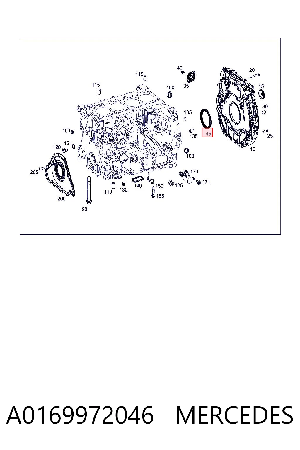 A0169972046 Mercedes Сальник коленвала корінний