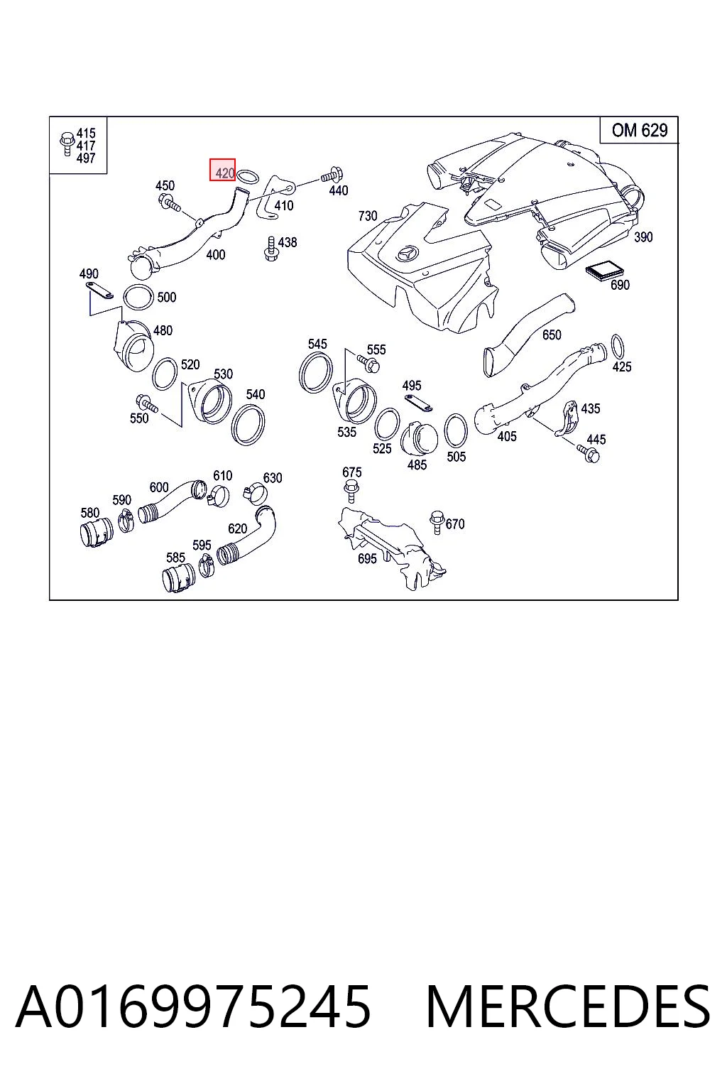 A0169975245 Mercedes Ущільнююче кільце патрубка EGR
