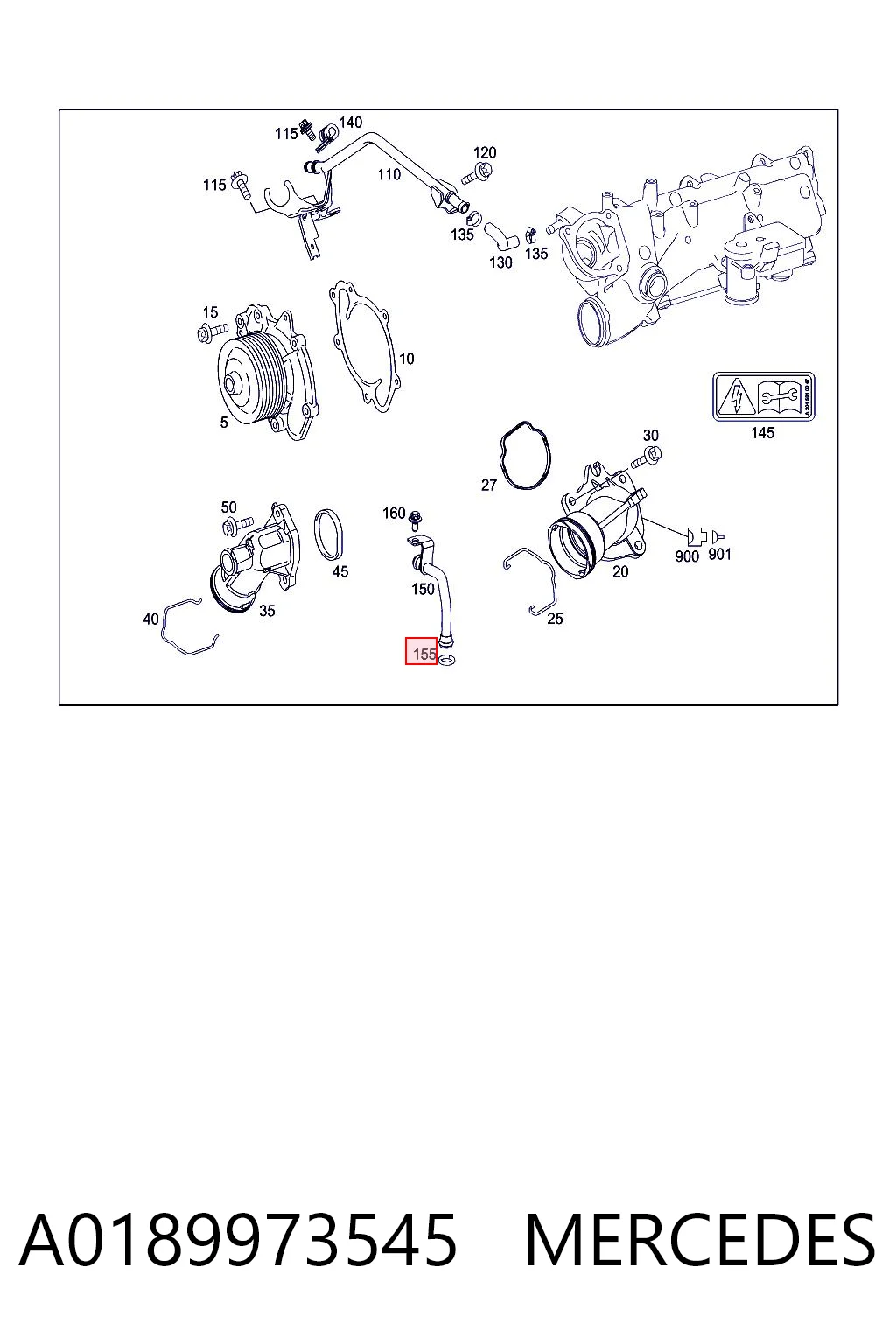 A0189973545 Mercedes Прокладка водяної помпи