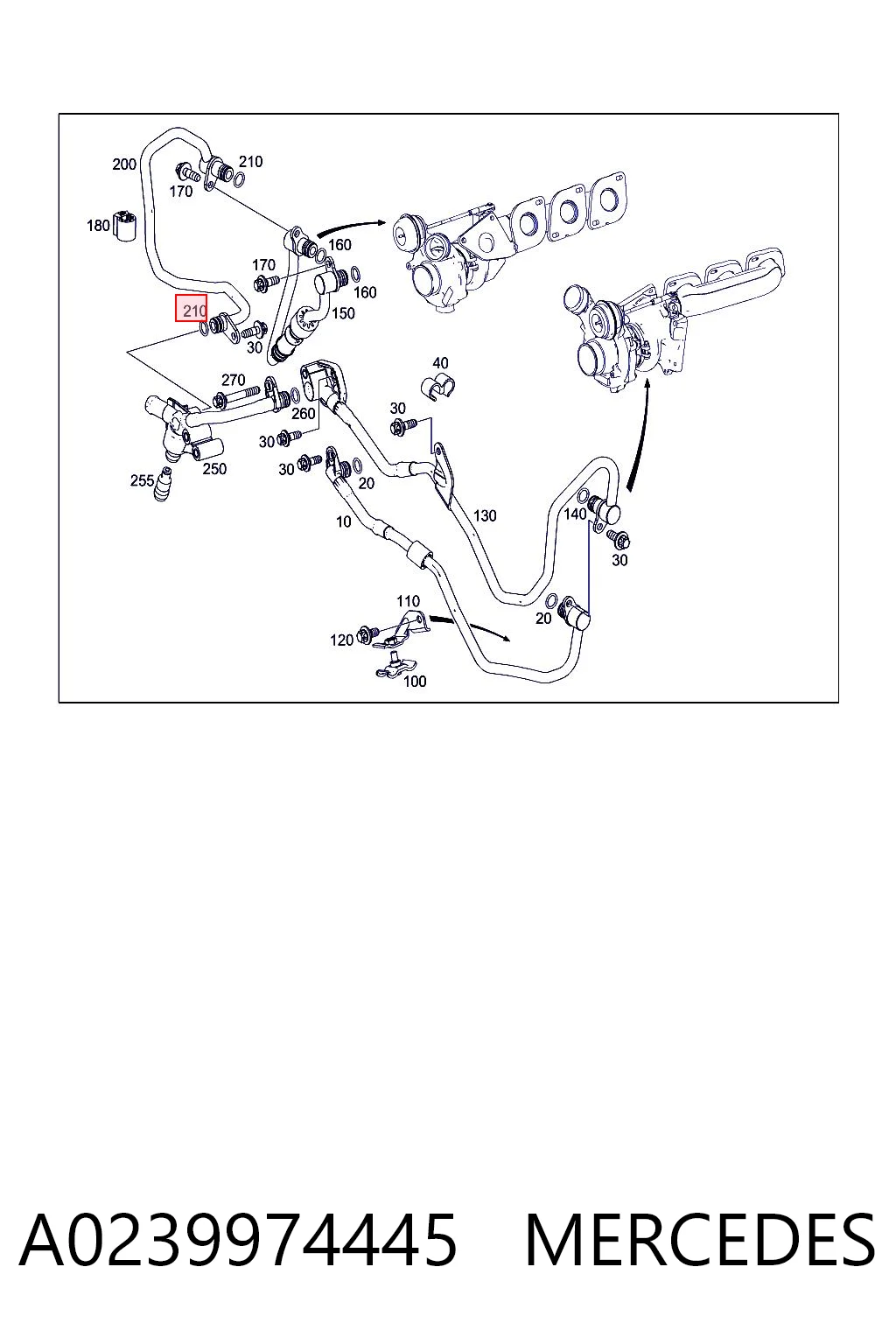 A0239974445 Mercedes Прокладка (кільце) шланга охолодження турбіни, подачі