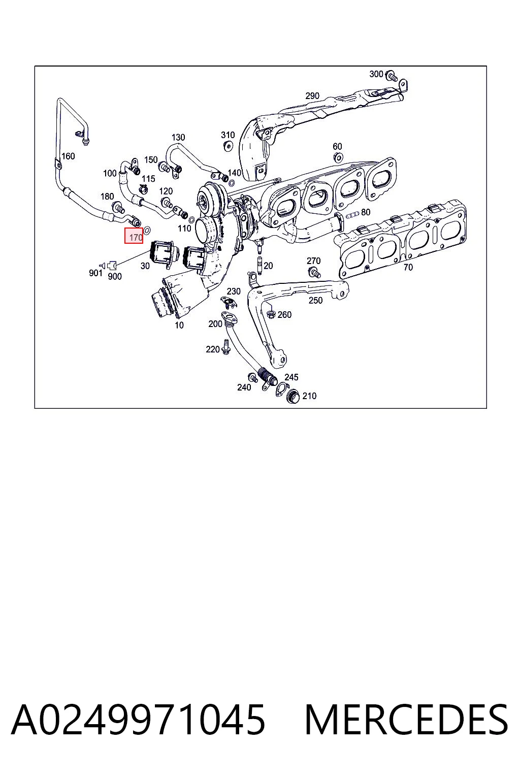 A0249971045 Mercedes Прокладка шланга подачі масла до турбіни
