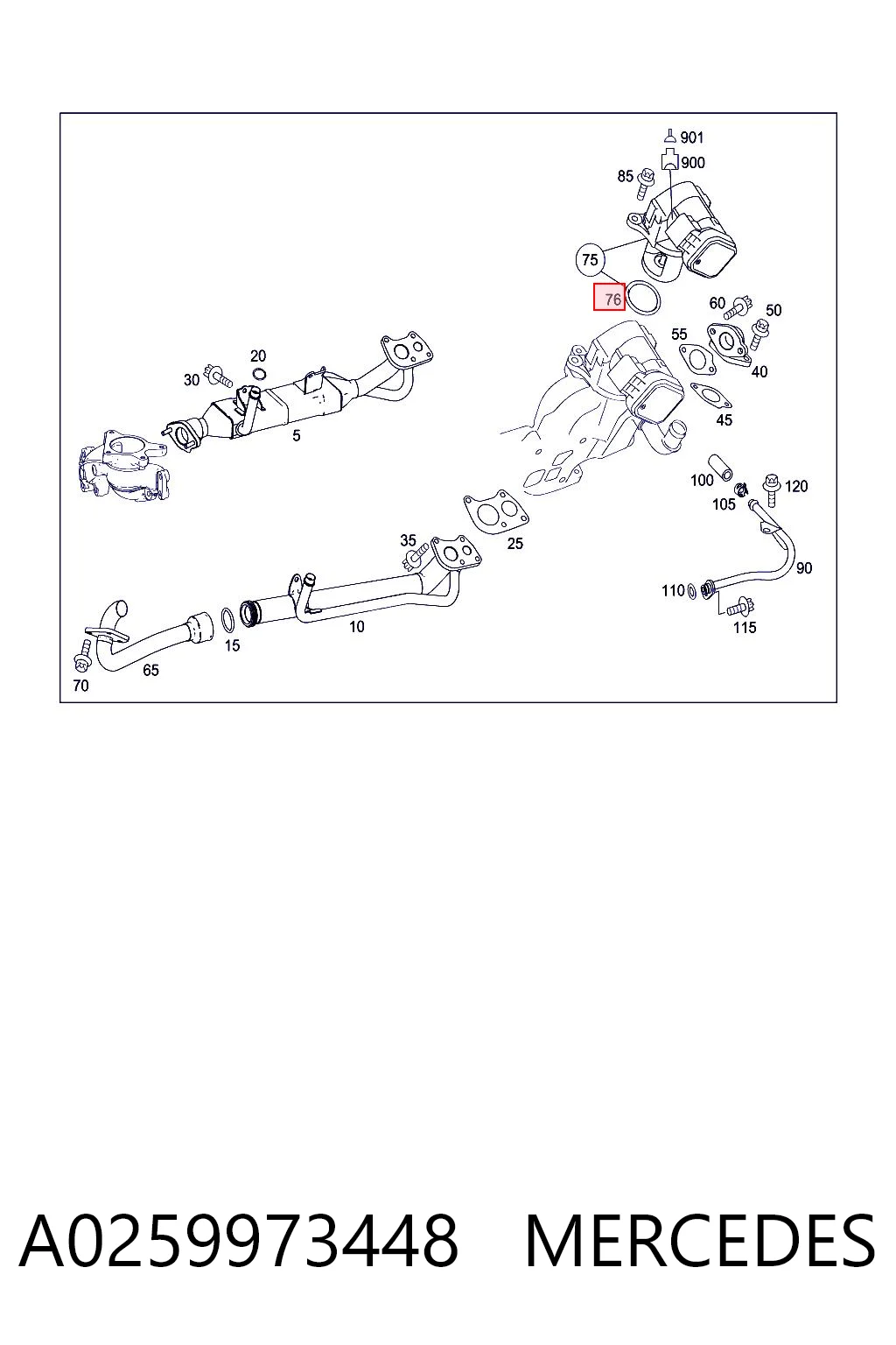 A0259973448 Mercedes Прокладка патрубка EGR до голівки блока (ГБЦ)