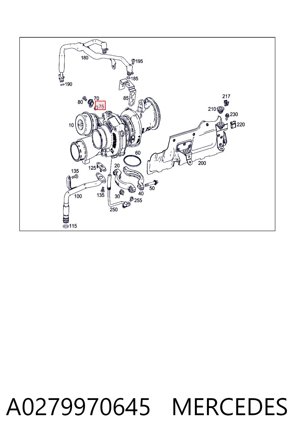 A0279970645 Mercedes Прокладка (кільце) шланга охолодження турбіни, подачі