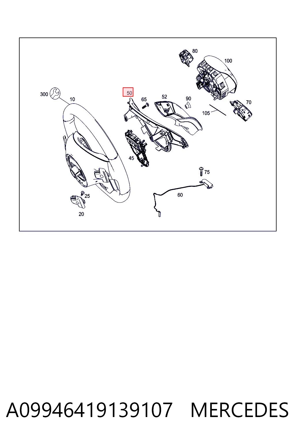 Купити A0994641913 Mercedes Накладка рульового колеса