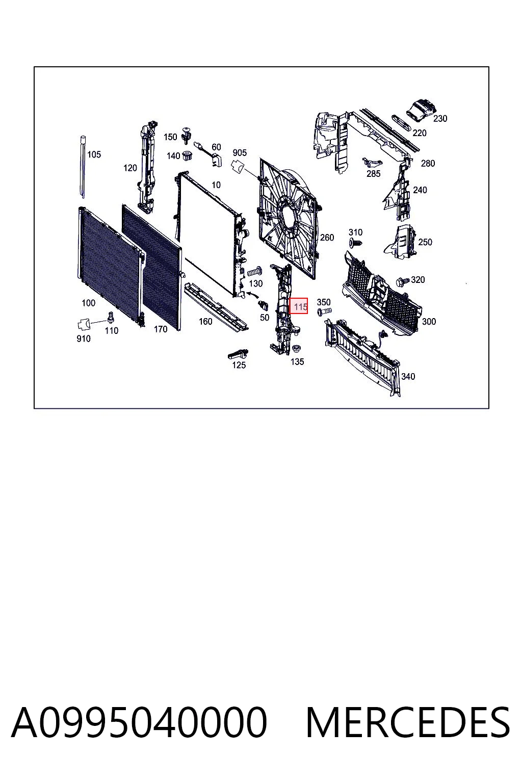 A0995040000 Mercedes Кронштейн радіатора лівий