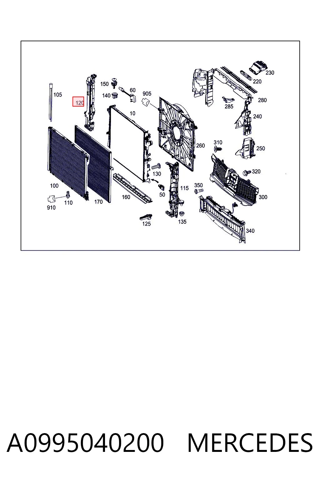 A0995040200 Mercedes Кронштейн радіатора правий