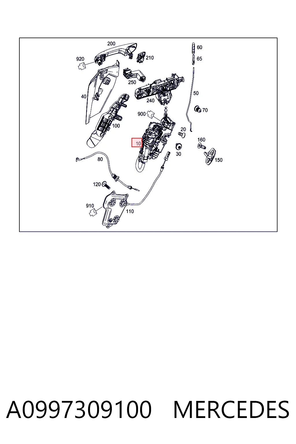 A0997309100 Mercedes Замок задніх дверей, лівих